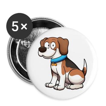 Beagle-Hund - Buttons klein 25 mm (5er Pack) - Weiß - Vorne