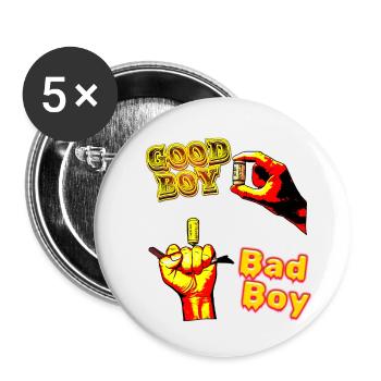 Good boy VS bad boy - Buttons small 1''/25 mm (5-pack) - white - Front