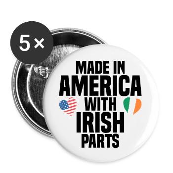 FABRIQUÉ EN AMÉRIQUE AVEC DES PIÈCES IRLANDAISES - Lot de 5 petits badges (25 mm) - blanc - Devant