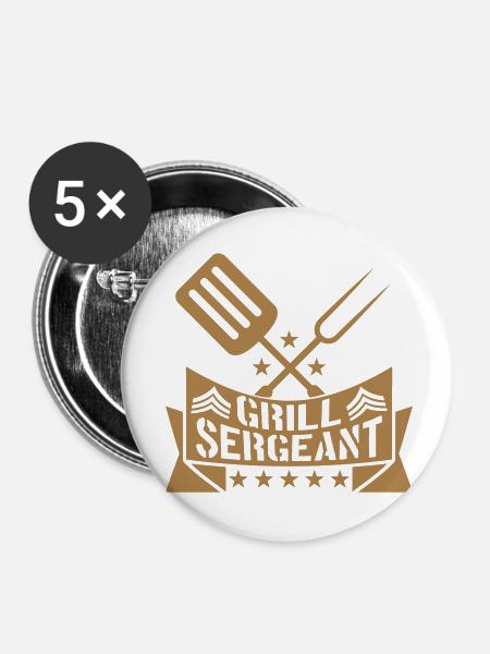 BBQ Grill Sergeant Grillmeister - Buttons klein 25 mm (5er Pack) - Weiß
