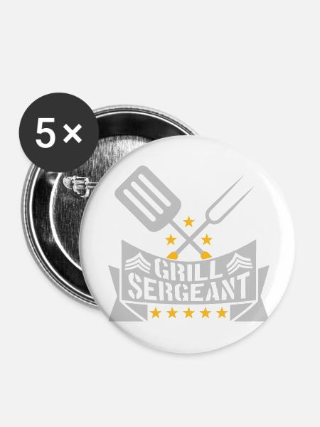 Grill Sergeant Barbecue Grillfest - Buttons klein 25 mm (5er Pack) - Weiß