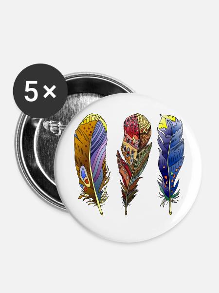 Feder - Buttons klein 25 mm (5er Pack) - Weiß