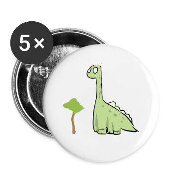dinosaurier tier grün baum - Buttons klein 25 mm (5er Pack) - Weiß - Vorne