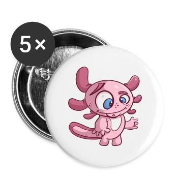 Niedliches süßes Axolotl - Buttons klein 25 mm (5er Pack) - Weiß - Vorne