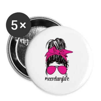Secrétaire Appréciation Employé de bureau Cadeau - Lot de 5 petits badges (25 mm) - blanc - Devant