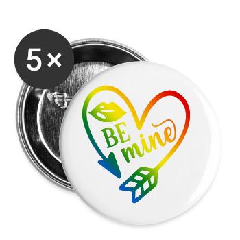 Valentinstag T-Shirt be mine Valentinstag - Buttons klein 25 mm (5er Pack) - Weiß - Vorne