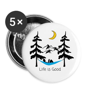 Playful Nighttime Smiling Moon Design - Buttons small 1''/25 mm (5-pack) - white - Front