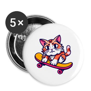 Patinage de chat - Lot de 5 petits badges (25 mm) - blanc - Devant