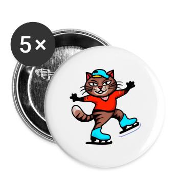 Patinage de chat - Lot de 5 petits badges (25 mm) - blanc - Devant