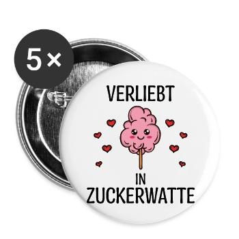 Süßigkeiten Statement Bonbon Zucker Nachspeise - Buttons klein 25 mm (5er Pack) - Weiß - Vorne