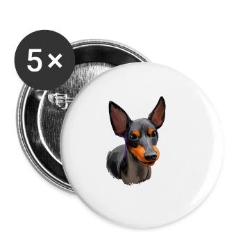 English Toy Terrier Dog Watercolor Illustration - Buttons small 1''/25 mm (5-pack) - white - Front