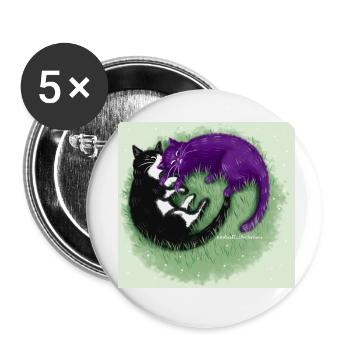 Ying Yang Cats - Buttons small 1''/25 mm (5-pack) - white - Front