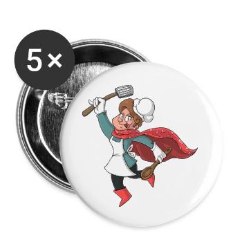 Cuisiner super-héroïne / Cuisiner super-héroïne - Lot de 5 petits badges (25 mm) - blanc - Devant