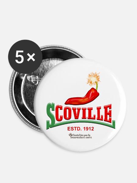Scoville Chili Dynamit - Buttons klein 25 mm (5er Pack) - Weiß