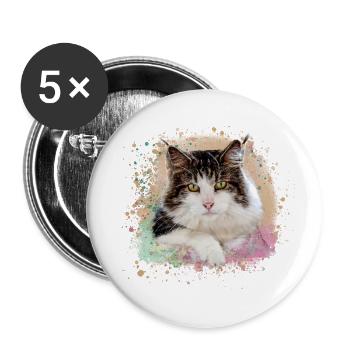 maincoon,cat,graffiti,painting, Maine Coon cat, - Buttons small 1''/25 mm (5-pack) - white - Front