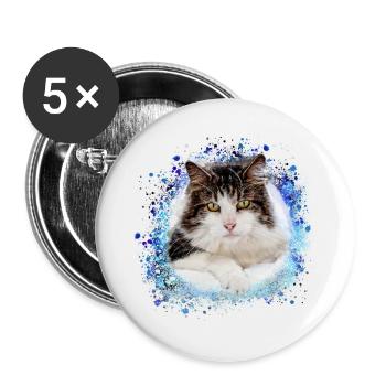 maincoon,cat,graffiti,painting, Maine Coon cat, - Buttons small 1''/25 mm (5-pack) - white - Front