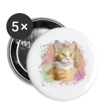 maincoon,cat,graffiti,painting, Maine Coon cat, - Buttons small 1''/25 mm (5-pack) - white - Front