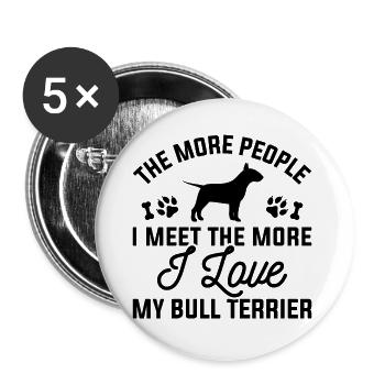 Ich liebe meinen Bullterrier - Buttons klein 25 mm (5er Pack) - Weiß - Vorne