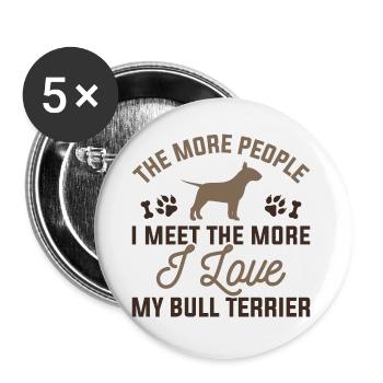 Ich liebe meinen Bullterrier - Buttons klein 25 mm (5er Pack) - Weiß - Vorne