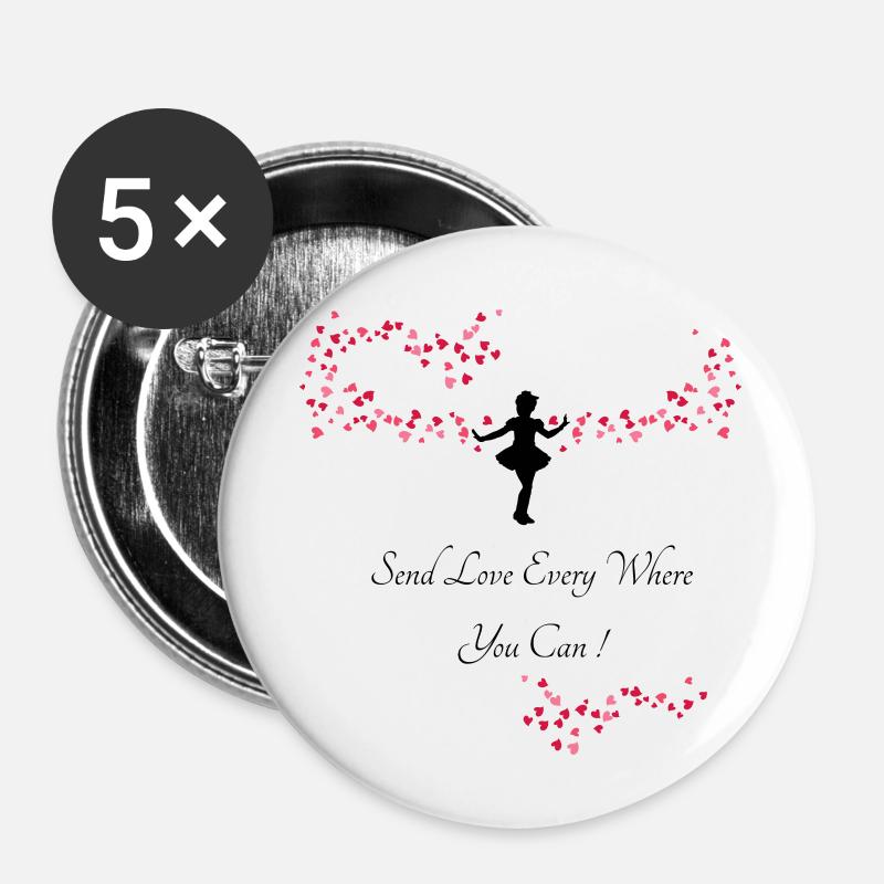 Send Love - Buttons small 1''/25 mm (5-pack) - white