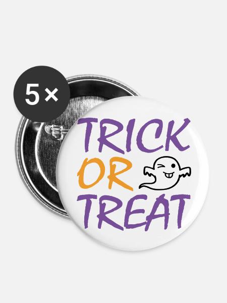 Trick or Treat Halloween - Buttons klein 25 mm (5er Pack) - Weiß
