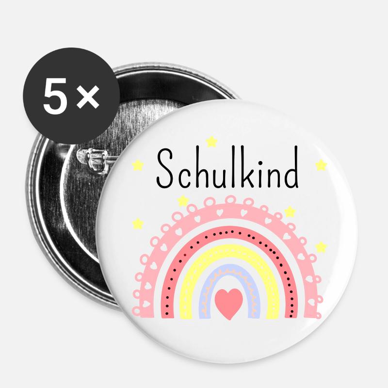 Back to school. Schulkind - Buttons small 1''/25 mm (5-pack) - white