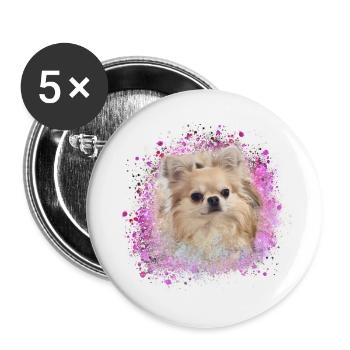 Chihuahua, ,chien,rose,peinture,coloré,graffiti - Lot de 5 petits badges (25 mm) - blanc - Devant