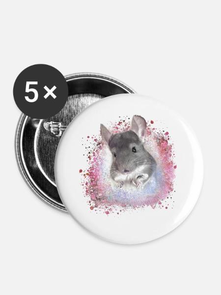 chinchilla,graffiti,malerei,angora kaninchen - Buttons klein 25 mm (5er Pack) - Weiß