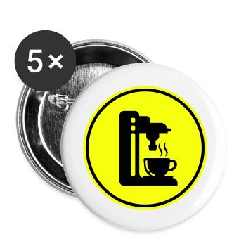 Symbole de machine à café - Lot de 5 petits badges (25 mm) - blanc - Devant
