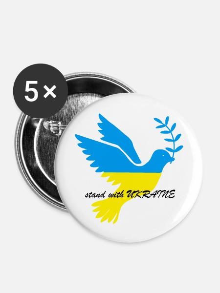 stand with UKRAINE - Buttons klein 25 mm (5er Pack) - Weiß
