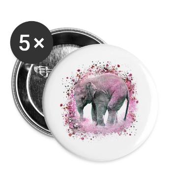 babyelefant,elefant,graffiti,rosa,malerei - Buttons klein 25 mm (5er Pack) - Weiß - Vorne