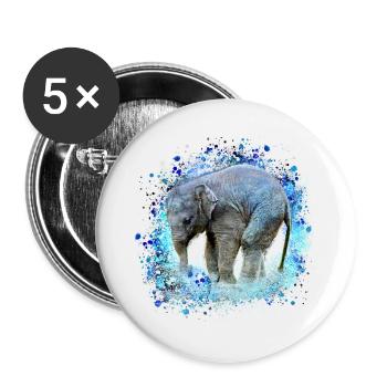 babyelefant,elephant,graffiti,blue,painting - Buttons small 1''/25 mm (5-pack) - white - Front