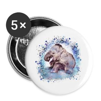 babyelefant,elephant,graffiti,blue,painting - Buttons small 1''/25 mm (5-pack) - white - Front