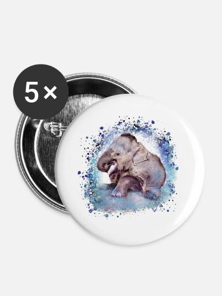 babyelefant,elefant,graffiti,blau,malerei - Buttons klein 25 mm (5er Pack) - Weiß