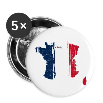 Paris Brushstroke Drapeau France - Lot de 5 petits badges (25 mm) - blanc - Devant