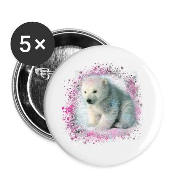 baby polar bear, polar bear, painting, pink, graffiti - Buttons small 1''/25 mm (5-pack) - white - Front