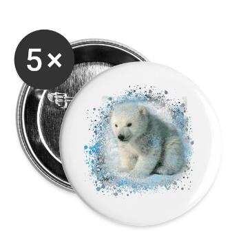 baby polar bear,polar bear,painting,blue,graffiti - Buttons small 1''/25 mm (5-pack) - white - Front