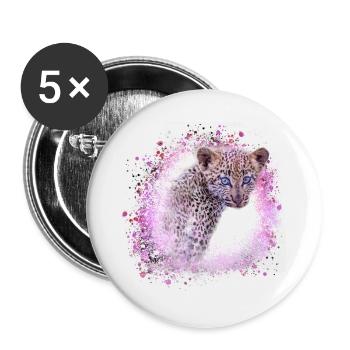 léopardbaby, tigre, rose, graffiti, peinture, léopard - Lot de 5 petits badges (25 mm) - blanc - Devant
