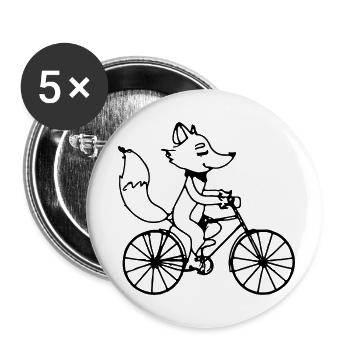 Fuchs Fährt Fahrrad Geschenkidee Vektor - Buttons klein 25 mm (5er Pack) - Weiß - Vorne