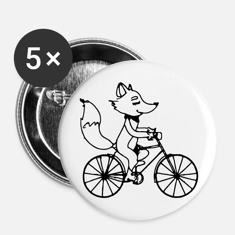 Fuchs Rides Vélo Idée Cadeau Vecteur - Lot de 5 petits badges (25 mm) - blanc