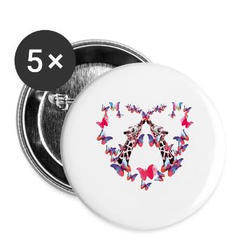 giraffe, butterflies,heart,flies,colorful,painting, - Buttons small 1''/25 mm (5-pack) - white - Front