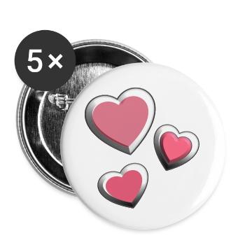 three Hearts - Buttons klein 25 mm (5er Pack) - Weiß - Vorne
