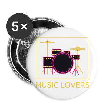 Music Lovers Drums Design - Buttons small 1''/25 mm (5-pack) - white - Front