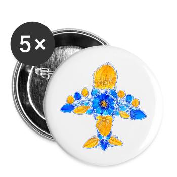 Mriya. AN 225. Peinture petrykivka. Art ukrainien. - Lot de 5 petits badges (25 mm) - blanc - Devant