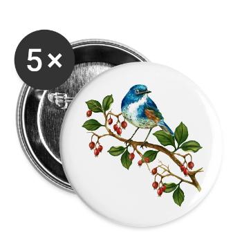 Colorful bird - Buttons small 1''/25 mm (5-pack) - white - Front