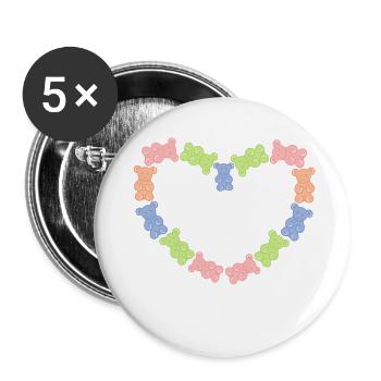 Naschkatzen Süßigkeiten Nachspeise Herz Lecker - Buttons klein 25 mm (5er Pack) - Weiß - Vorne