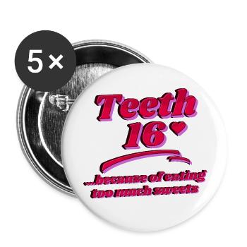 Drôle de sweet tooth statement sucre - Lot de 5 petits badges (25 mm) - blanc - Devant