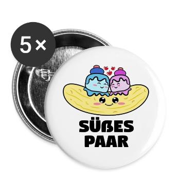 Süßigkeiten Statement Lecker Nachspeise Kalorien - Buttons klein 25 mm (5er Pack) - Weiß - Vorne
