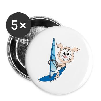 LAMA - ALPAKA - WINDSURFER - SURFER - TIER - KIND - Buttons klein 25 mm (5er Pack) - Weiß - Vorne