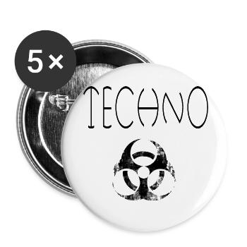 musique techno - Lot de 5 petits badges (25 mm) - blanc - Devant
